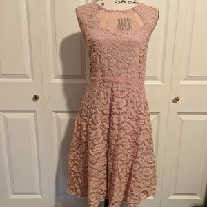 Pink Lace Sparkly Vintage Style Flared Dress